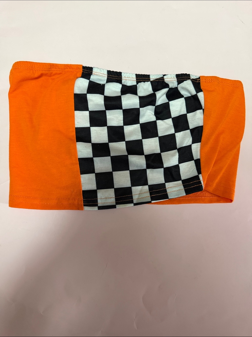 ROMWE ORANGE CHECKER TUBE TOP IN SIZE S NWT